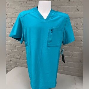 Cherokee Infinity Vibrant Aqua Short Sleeve Men's Scrub Top